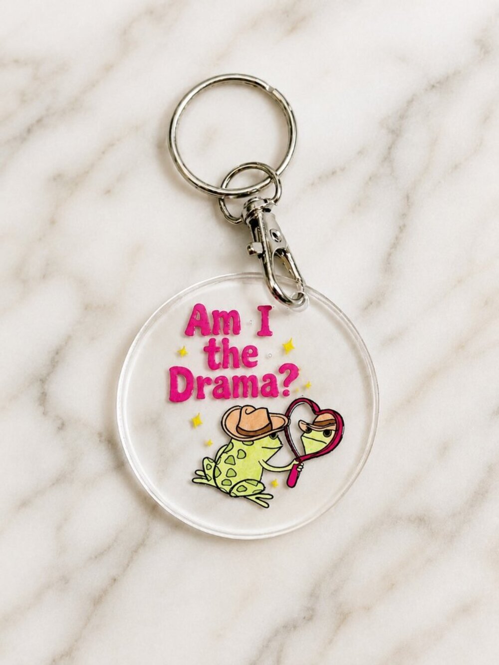 NWT Am I The Drama? – Frog Cowboy Acrylic Keychain | Funny Sassy Key Ring Charm